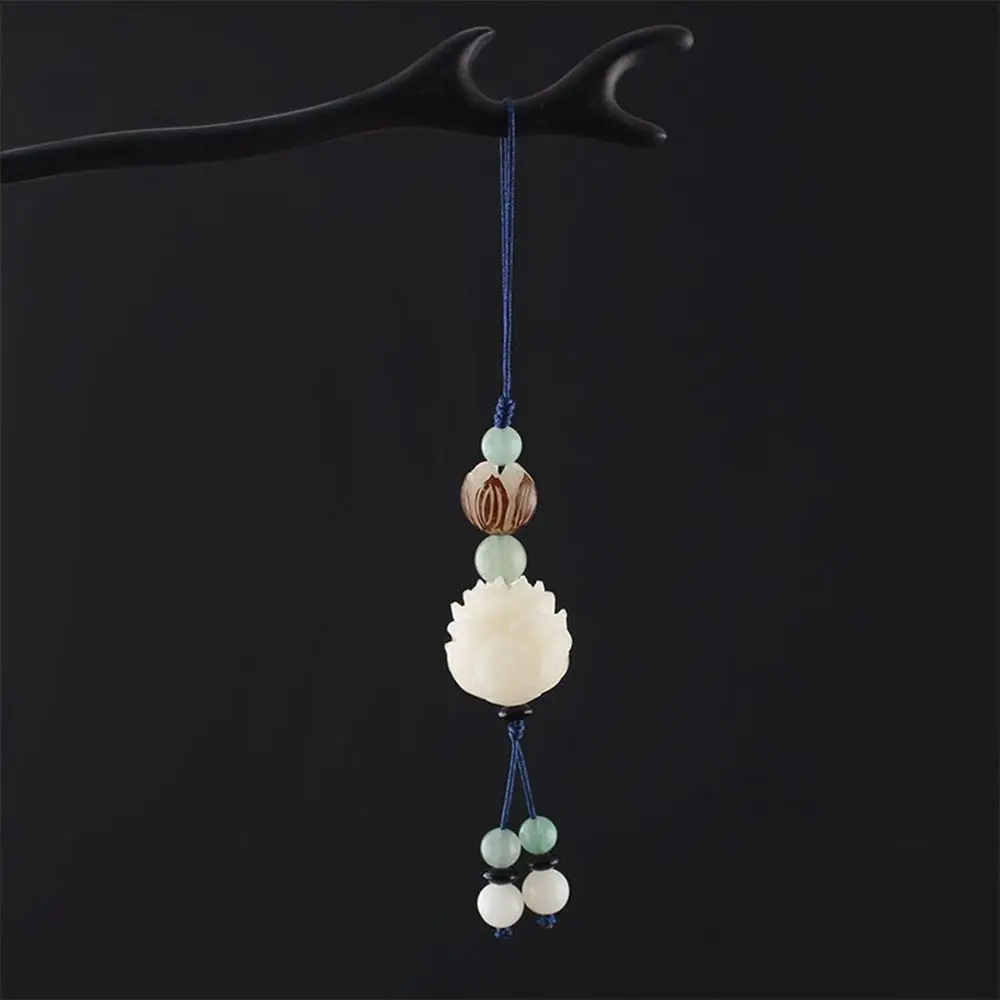 

Style Wood Strap Car Pendent Agate Bag Pendant Bodhi Lotus Flower Keychain Mobile Phone Lanyard Cell Phone Lanyard