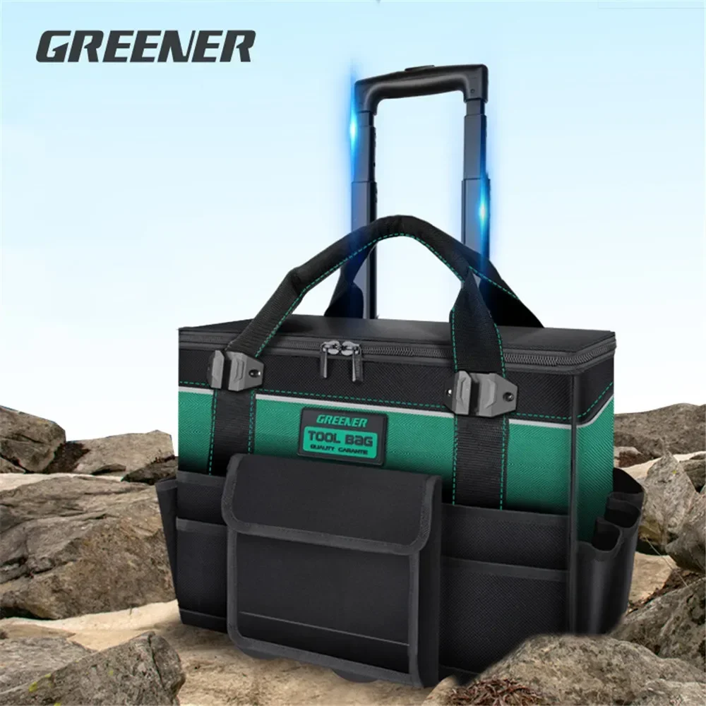 

2024 Heavy Duty Trolley Tool Bag Wheeled Organizer Electrician Carpenters Tool Bag Industrial Grade Upper Staircase Professional