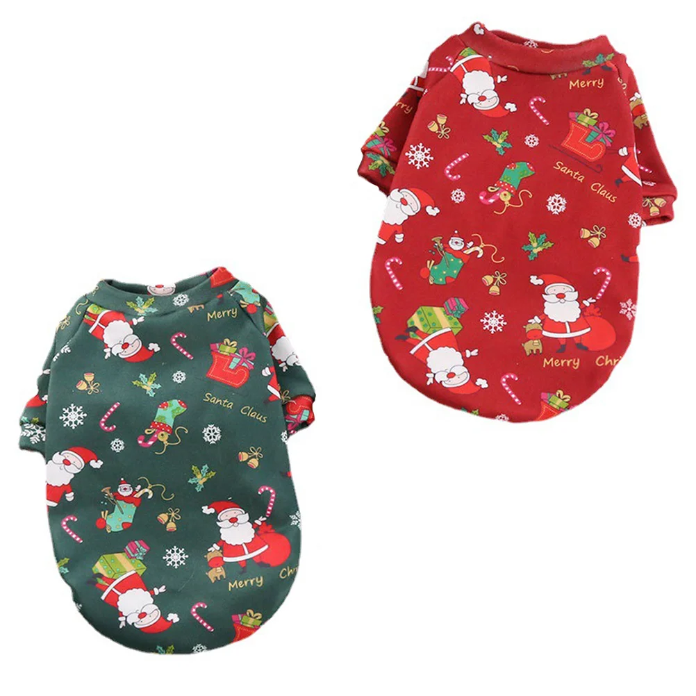 

2Pcs Pet Clothing Christmas Colored Printed Costume Holiday Dog Cat Apparel Outdoor Decoration Pet Supplies Dog Apparel
