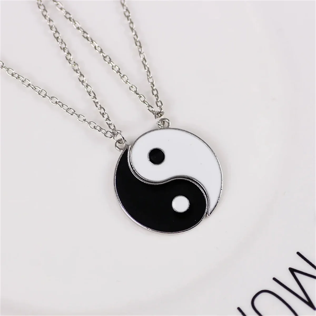 2Pc Tai Chi Yin Yang Necklace Bracelet, Domineering Jewelry Suitable For Daily Gatherings, Birthday And Graduation Gifts