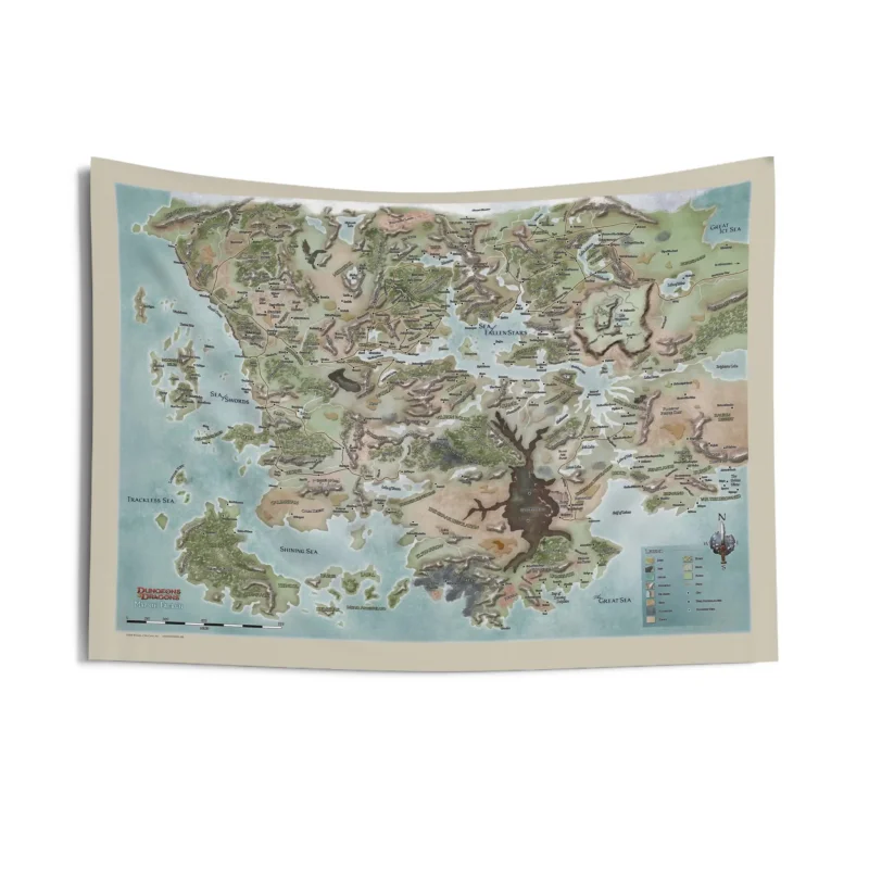 VIKAMA Vintage World Map Compass Tapestry Polyester Wall Art Retro Nautical Design Tapestries for Dorm Home Decor
