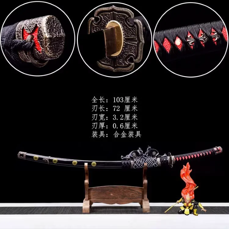 High Quality Wood Japanese Samurai Katana Tachi Sword Resilient Wooden Blade Copper/Alloy Fittings Unsharp