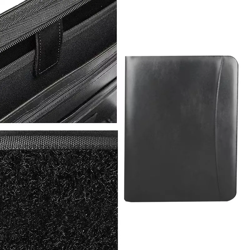 AAY-Vegan Leather Folder Zippered Closure Portfolio for Business IPad/Table and Card Interview Resume Binder