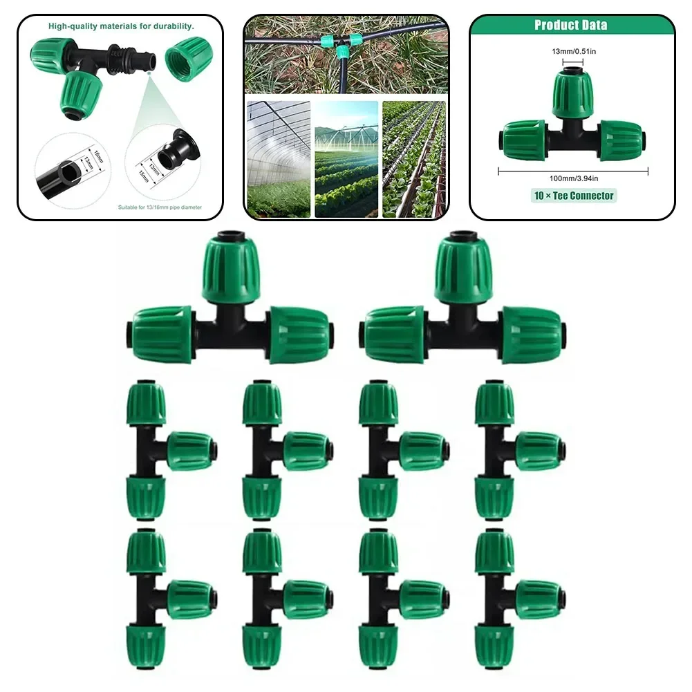 10pcs 16mm Drip Irrigation Fittings 3-Way Elbow Throttling Diameter Interface Plug Garden Power Tools Replacement Accessories