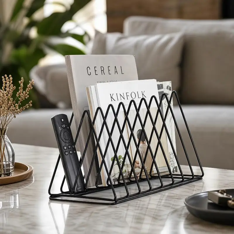 Modern Style Triangle Iron File Organizer 5/9 Grid Metal Desktop Book Magazine Storage Holder for All Desks