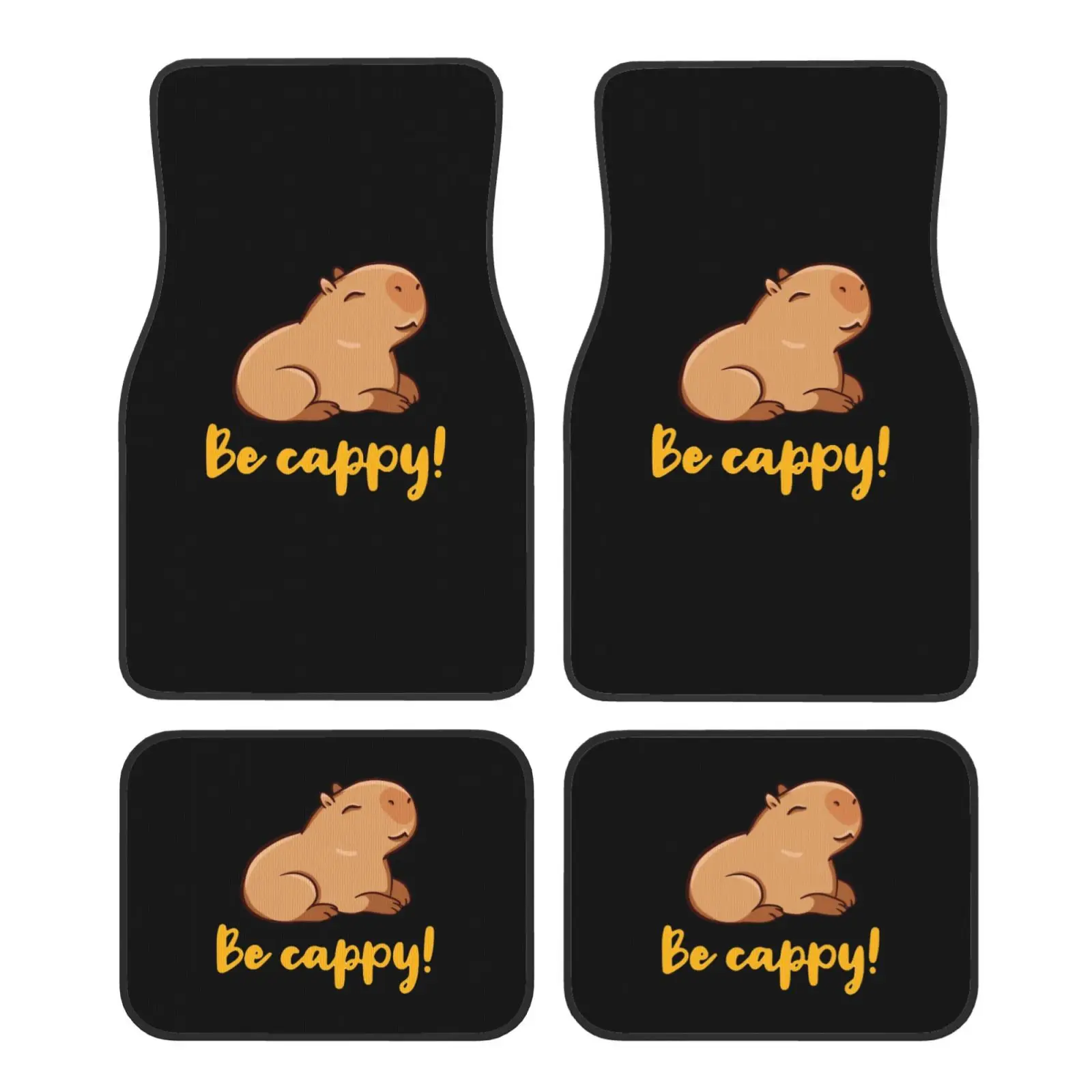 Be Capybara Interesting Print 4pcs Car Floor Mats Set of 4pcs Non-Slip Absorbent Polyester Foot Mats Auto Interior Accessories