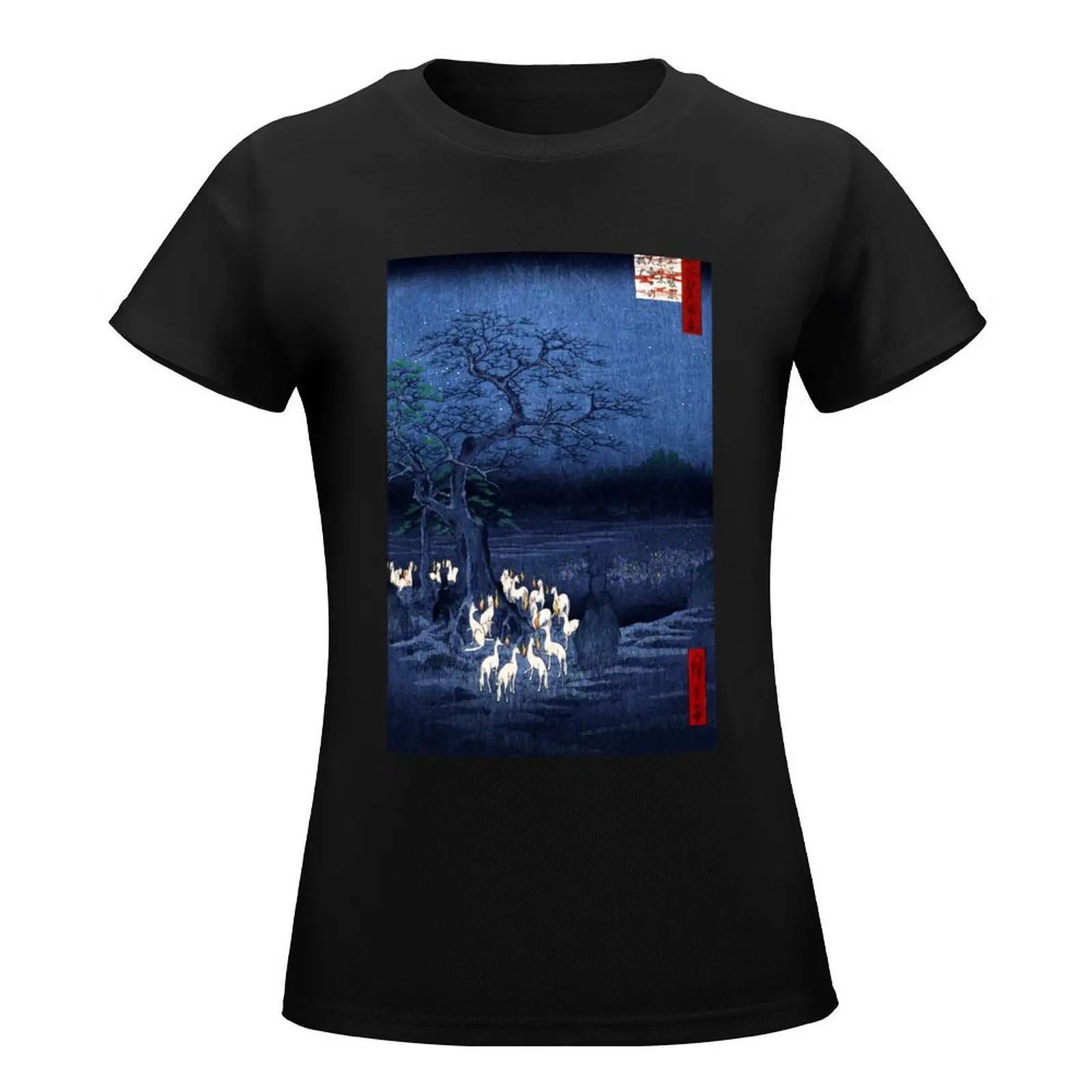 Hiroshige New Year's Eve Foxfires at the Changing Tree, Oji T-Shirt summer top female rock and roll t shirts for Women