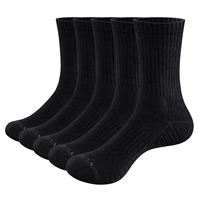 YUEDGE Men's Cotton Crew Work Socks, 5 Pairs Cushioned Boot Socks,Moisture Wicking Athletic Socks for Hiking Sports Running