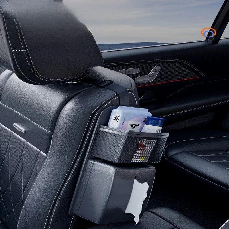 For Multifunctional Car Seat Side Hanging Storage Bag with Tissue Box & Cup Holder