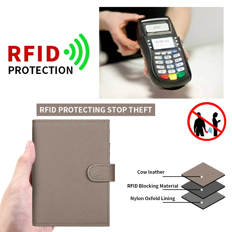 GERUOLA Portefeuille passeport ultra-mince en cuir pleine fleur pour homme avec porte-passeport, fentes pour cartes de crédit et poche pour monnaie zippée