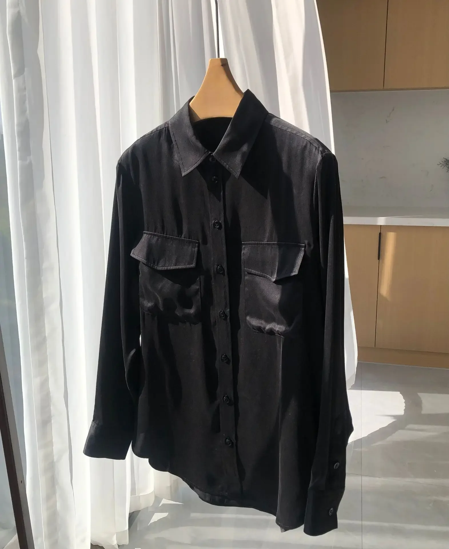 Australijska koszula jedwabna w stylu indie, miękka, prana piaskiem, 100% jedwab, długi rękaw, damskie bluzki, luźny krój, koszula z kołnierzykiem, codzienne koszule i bluzki.