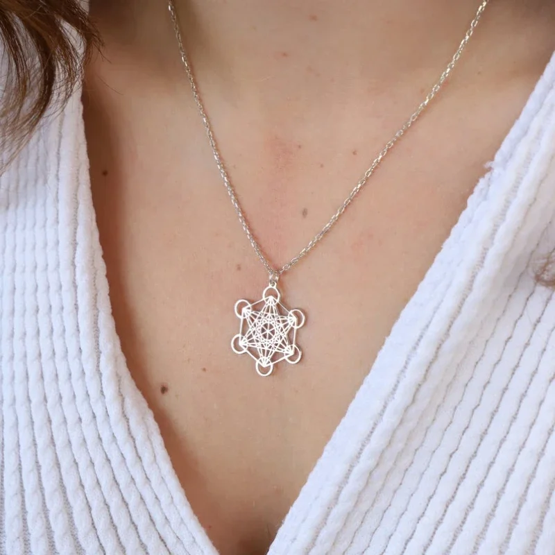 Stainless Steel Flower of Life Chakra Spiritual Chain Necklace Sacred Geometry Metatron Necklaces Pendants Solomon Jewelry
