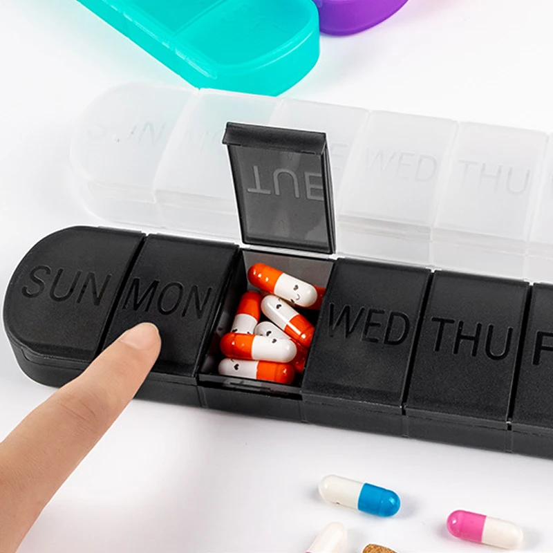 Weekly Medicine Pill\'s Box Pill Case Dispense Mini Portable Pills Organizer Case 7 Days PillBox Tablet Storage Container