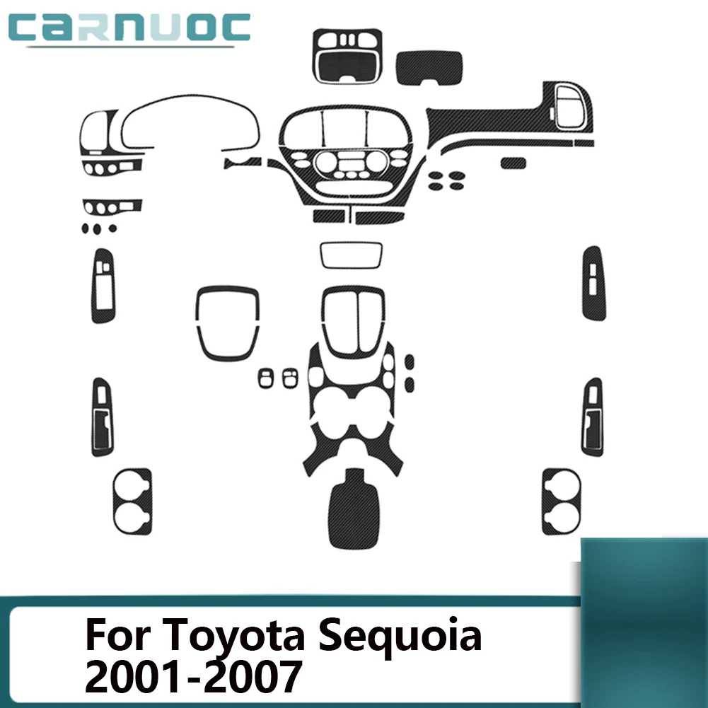Carbon Fiber ABS Interior For Toyota Sequoia 2001 2002 2003-2007 Car Decorative Interior Carbon Fiber Black Sticker Accessories