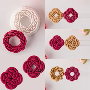 قالب قواطع الطين البوليمر ، الملمس الرجعية ، اليدوية الإبداعية ، نمط الخط الهندسي ، القرط المعلق ، قطع القوالب ، أدوات يدوية DIY أعلى 12 مبيعات مقبض سكين قالب الراتنج - No4