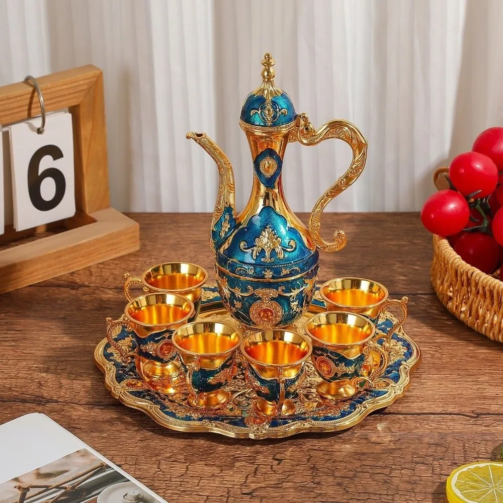Gifts Luxury Turkish Tea Set Multifunctional Decorative Teapot Kit Metal European Style Coffee Pot Set Party