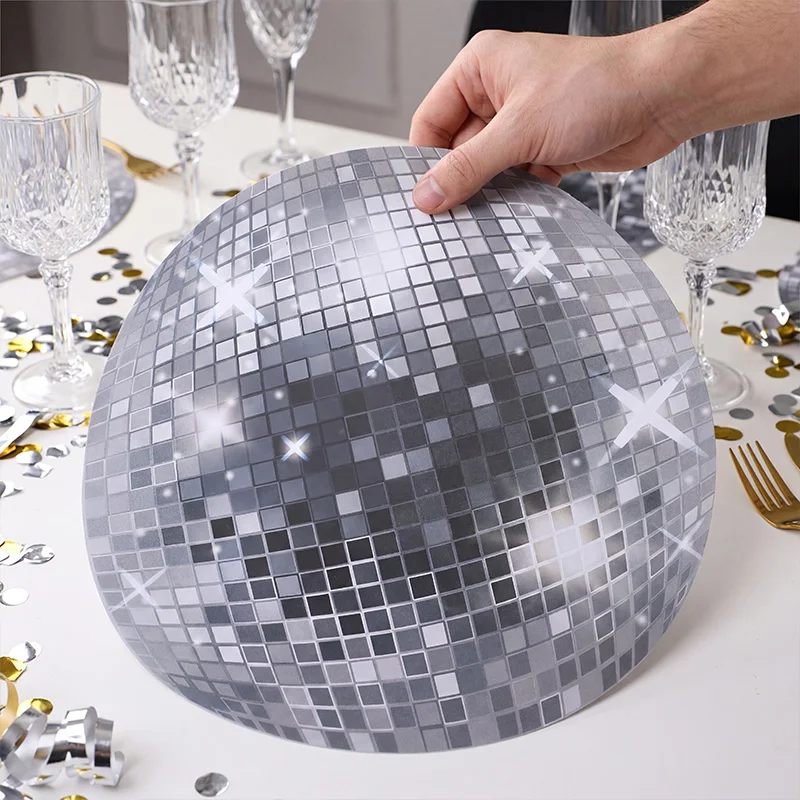 10pcs Disco Ball Print Paper Placemats Retro 80s Themed Disco Party Home Table Decor Retro Dance Party Club Event Supplies