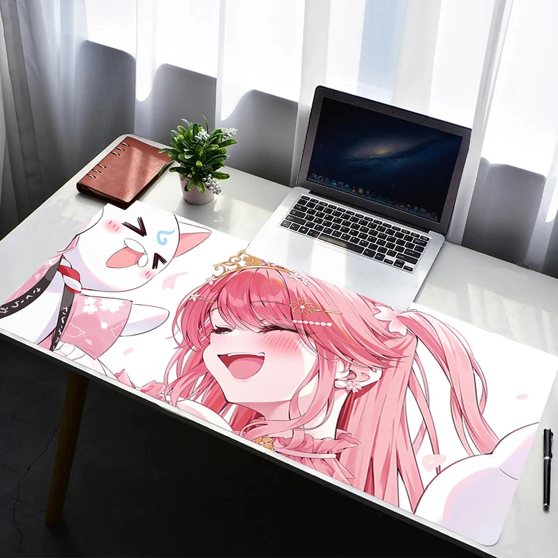 Mouse Pad Laptop Rubber Extended Desktop Mat Computer Gamer Mousepad PC Gaming Accessories H-hololive Sakura Miko Keyboard Pad