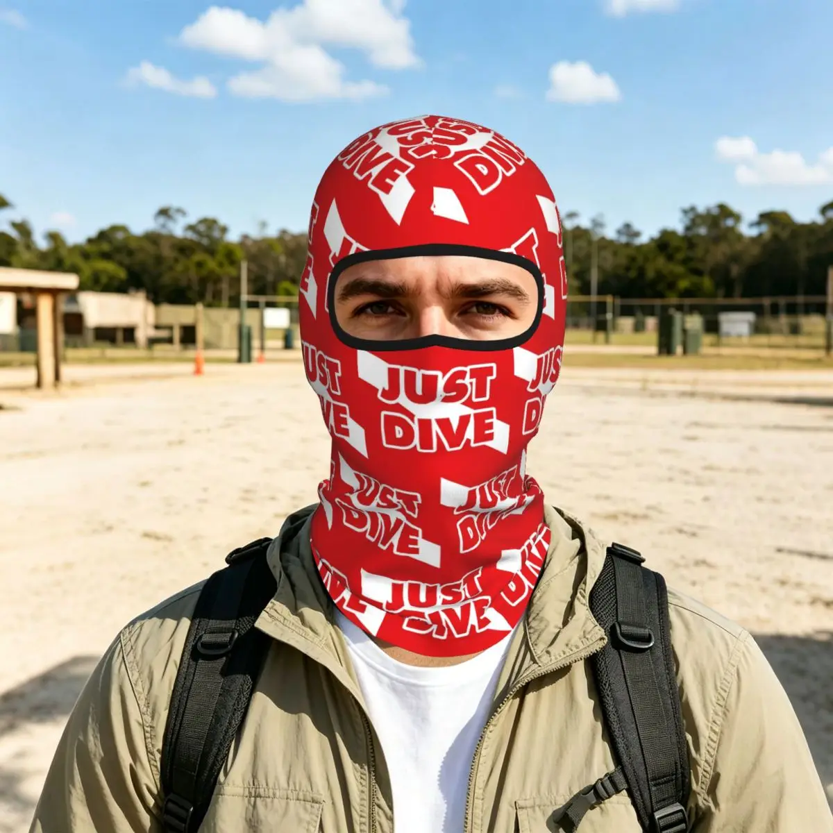 Just Dive, Scuba Diving Flag Breathable Thin Balaclava Full Face Mask Sun Protection Neck Gaiter For Motorcycle Cycling Outdoor