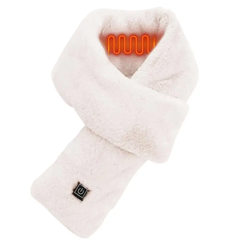 Fluffy Electric Heating Scarf Temperature Adjustable Heated Scarf Soft Warm Windproof Neck Warmer Winter Outdoor Camping Supply