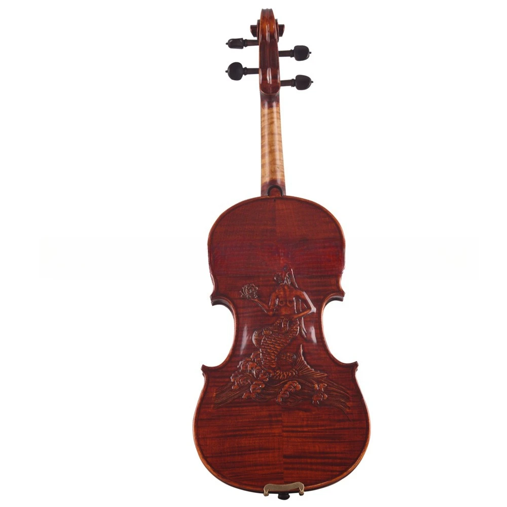 Clairvoyant Violin High-end Carved Figures Double Inlaid Handmade Pattern Violin