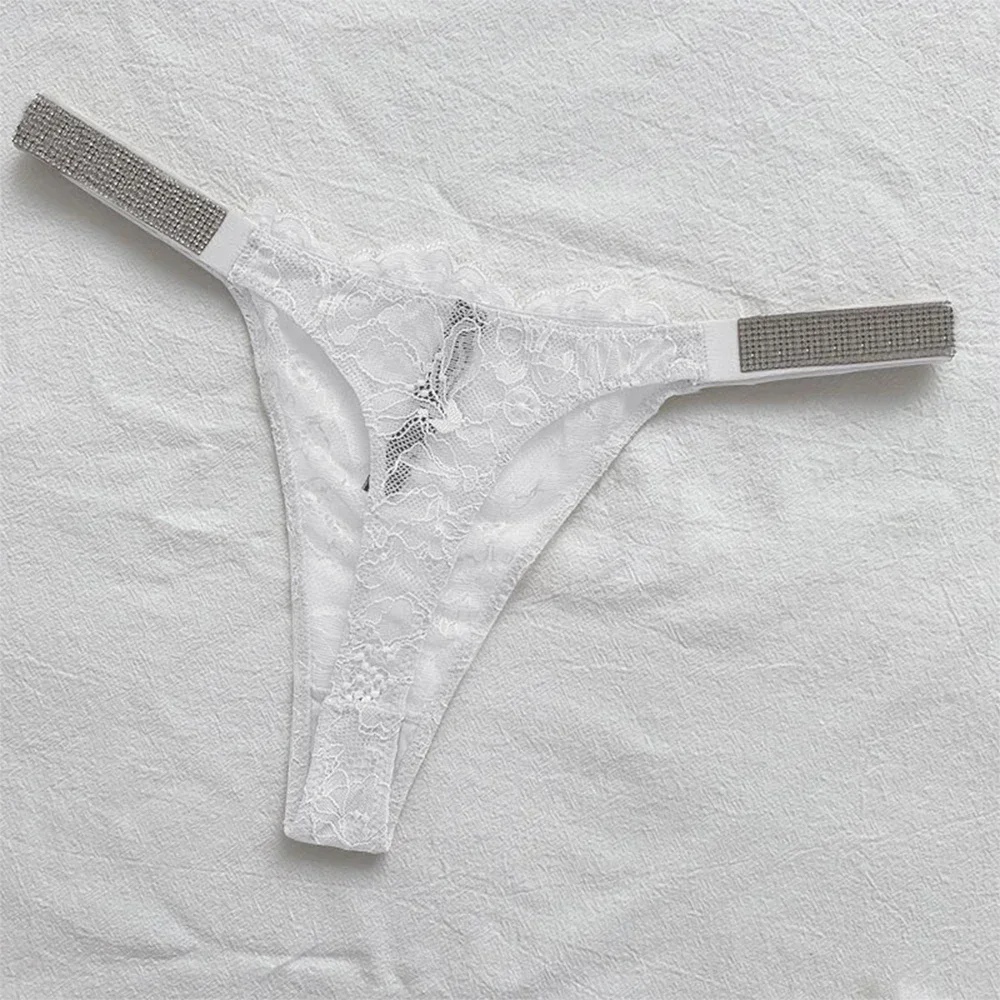 Victoria's Secret-tanga de renda de cintura baixa para mulheres, roupa íntima sexy, charmosa, respirável, brilhante, confortável