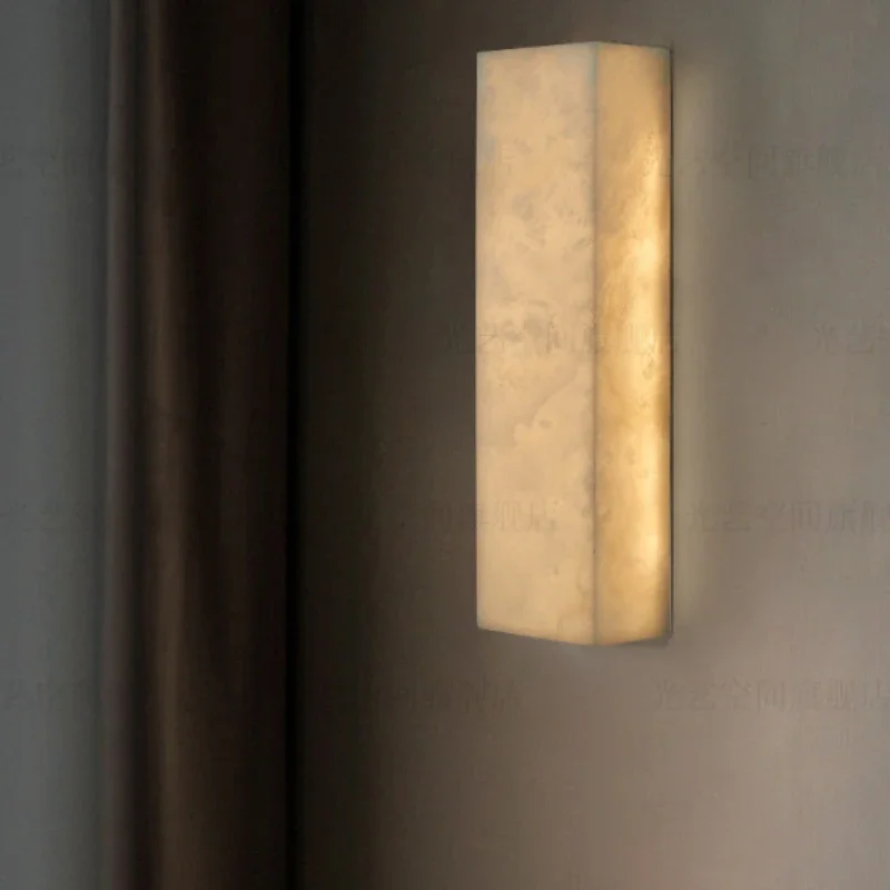 Spanish Natural Marble Wall Lighting Sconces Bronze Decoration Living Room Bedroom Hallway Stairs Strip  Lamp