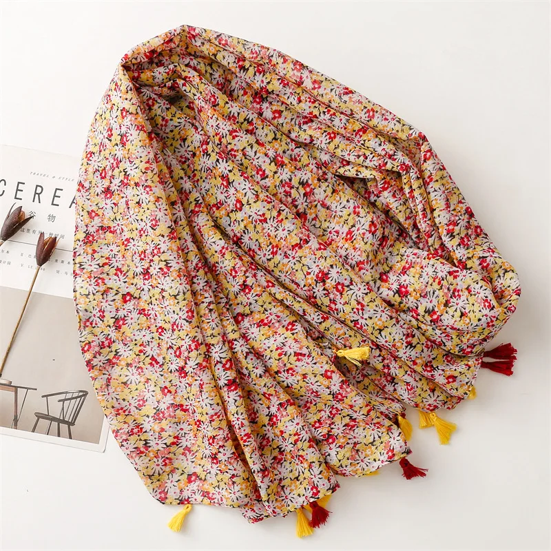 KYQIAO Mori girls Japan style sweet long printed scarf luxury scarves for women autumn spring fresh print wholesale hijab