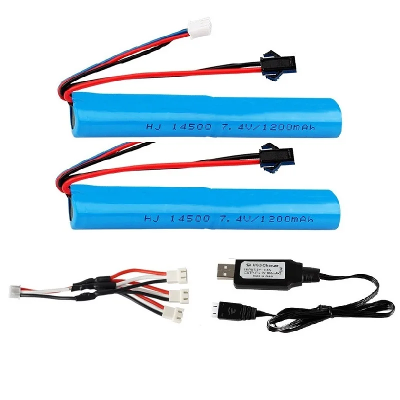 7.4V 1200mAh Li-ion battery/USB for Electric water Ball Automatic PneumaticToys Gun/Electric Splatter Ball/Gel Ball Blaster