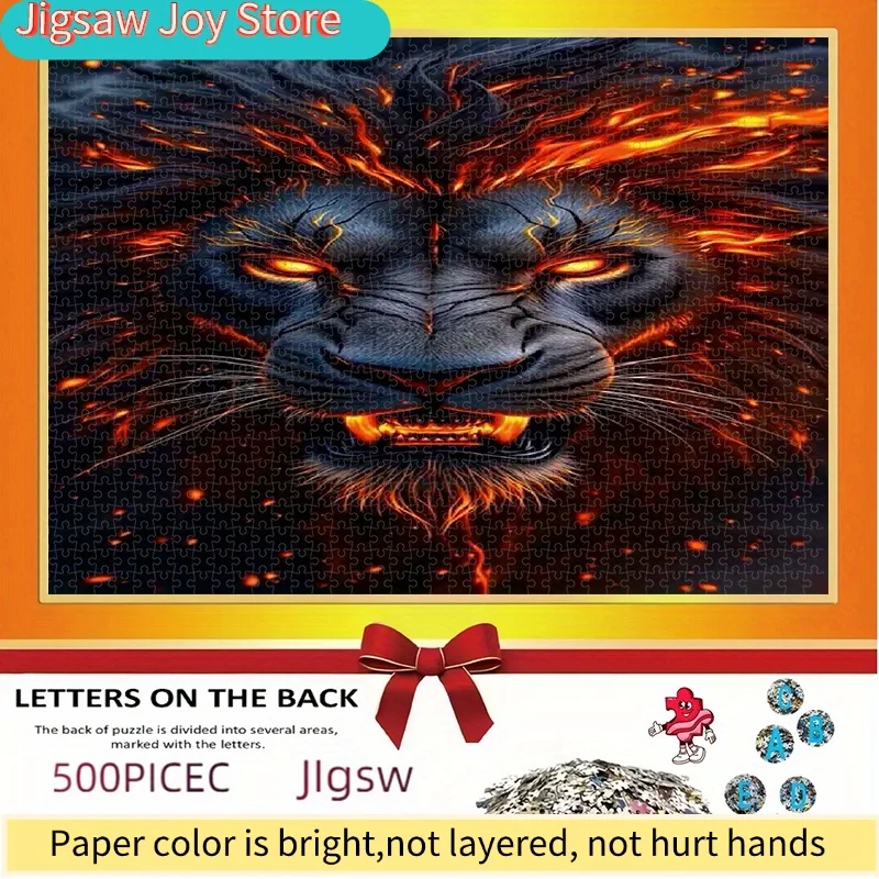 

Jigsaw Puzzle, DIY Paper Puzzle, Flame Lion, Adult Puzzle, Suitable for Home Leisure Jigsaw, Office Puzzle, Friends Gathering
