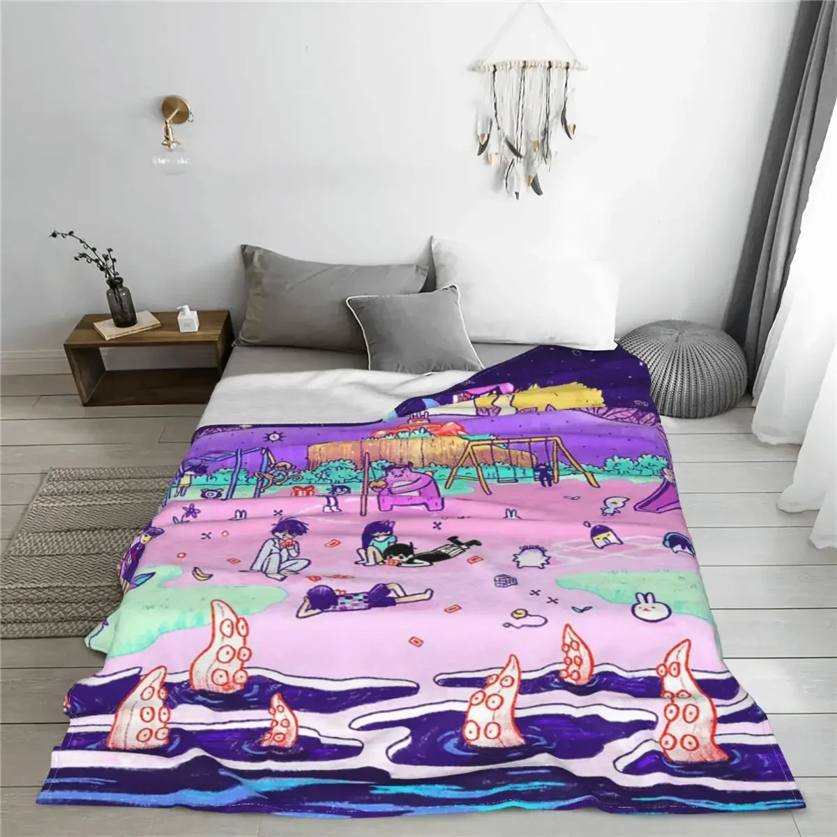 Aubrey Omori Knitted Blanket Game Cartoon Friends Flannel Throw Blankets Home Couch Decoration Lightweight Bedspreads