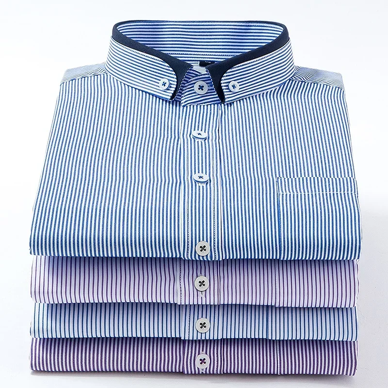 

Men's solid color casual simple fashion classic business anti-wrinkle breathable comfortable long-sleeved shirt formal wear