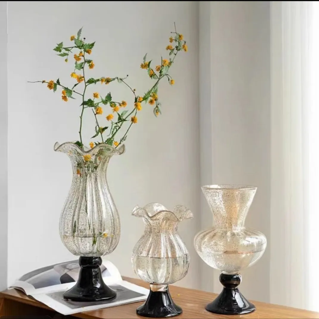 

Gold Glazed Vase, High-footed Retro Guest Restaurant Vase Flower Arrangement, High-end Decoration Ornament Home Art