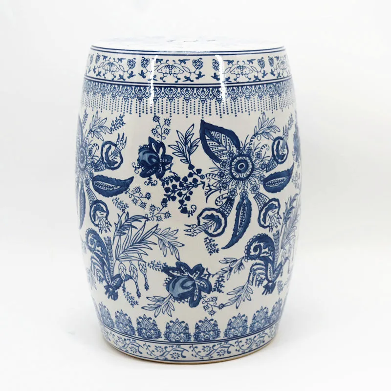 

Blue and white porcelain dressing stool, shoe changing stool, neoclassical ceramic stool, drum stool pier, new Chinese style