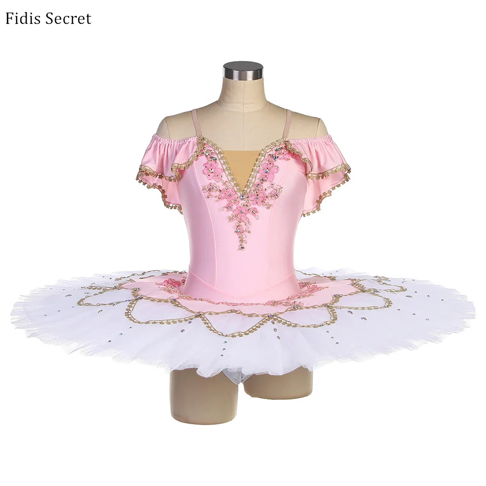 Women Pink Professional Pancake Ballet Tutu,Girls Ballerina Sugar Plum Fairy Doll Dance Performance/Competition Stage Costumes