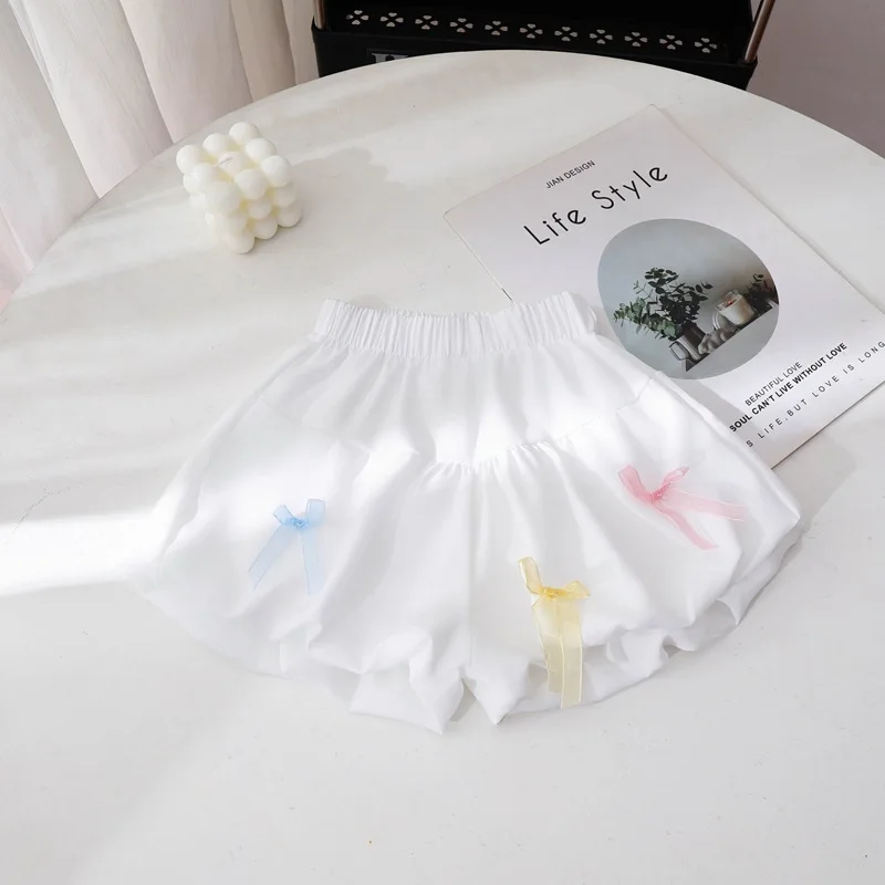 Girls' Summer Shorts Fashion Bow Princess Flower Bud Lantern Pants Sweet and Versatile Shorts