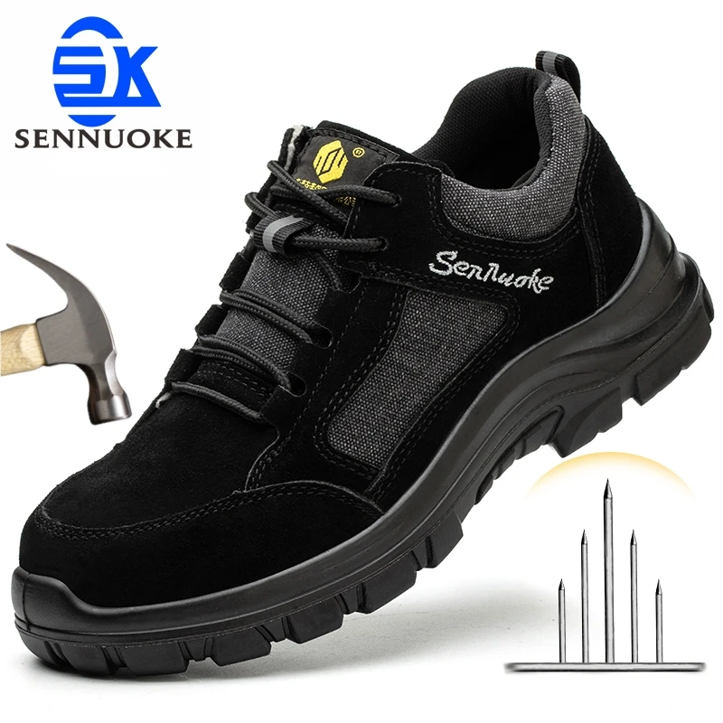 Safety Shoes Men Work Shoes Lightweight Soft Steel Toes Sneakers Industrial Safety Tennis Steel Toe Cap