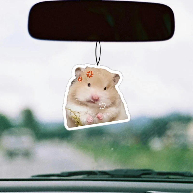 Car Air Freshener Hanging Paper Provides Long Lasting Scent for Auto or Home Cute Angry Hamster Car Accessories Interior