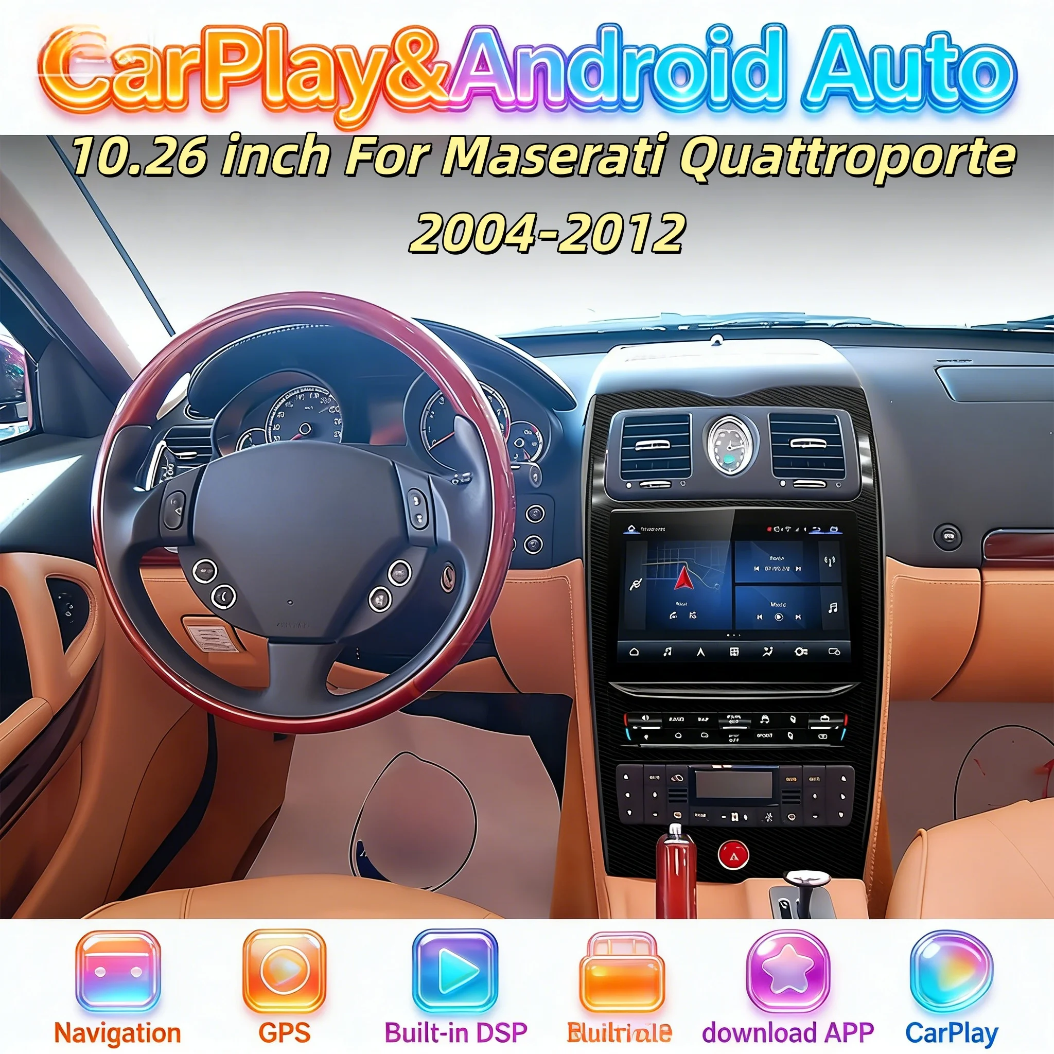 

Мультимедийный проигрыватель Android 13 с беспроводным CarPlay и DSP для Maserati Quattroporte 2004-2012, GPS-навигация, автомагнитола, головное устройство