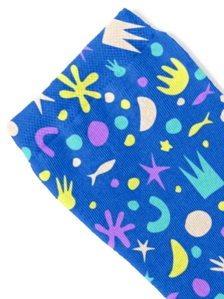 Cute Abstract Pattern for Kids - Aquamarine Blue, Purple, Chartreuse Socks hockey New year's Lots Sports Men Socks Women's