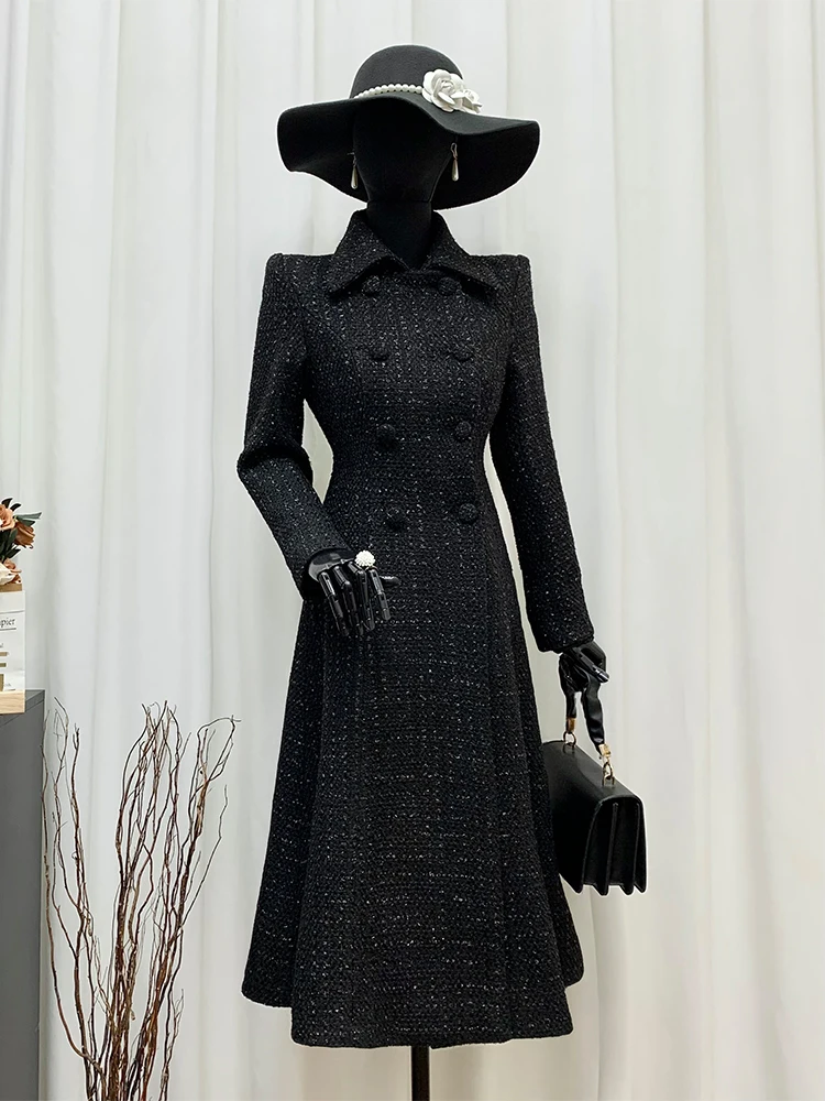 

Женское повседневное пальто Pigno с длинным рукавом и воротником, из плотного тканого полиэстера, осеннее, двубортное, однотонное