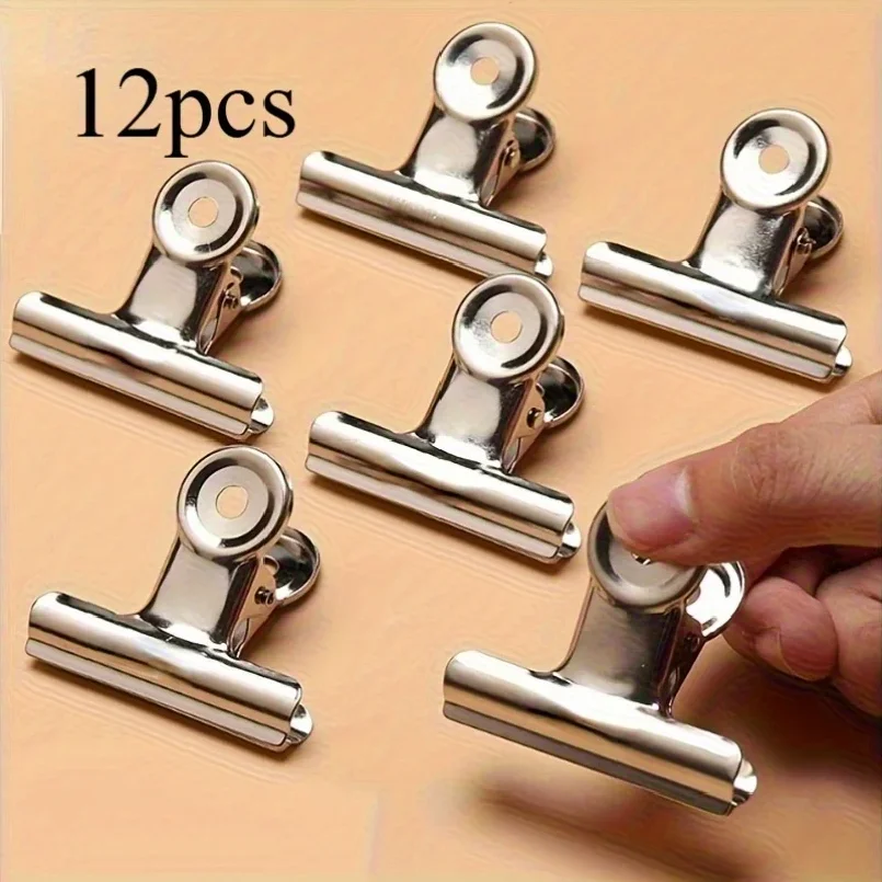 12-Pack Heavy Duty Stainless Steel Food Bag Sealers - Reusable and Multifunctional Sealing Clips Suitable for Kitchen, Office, S