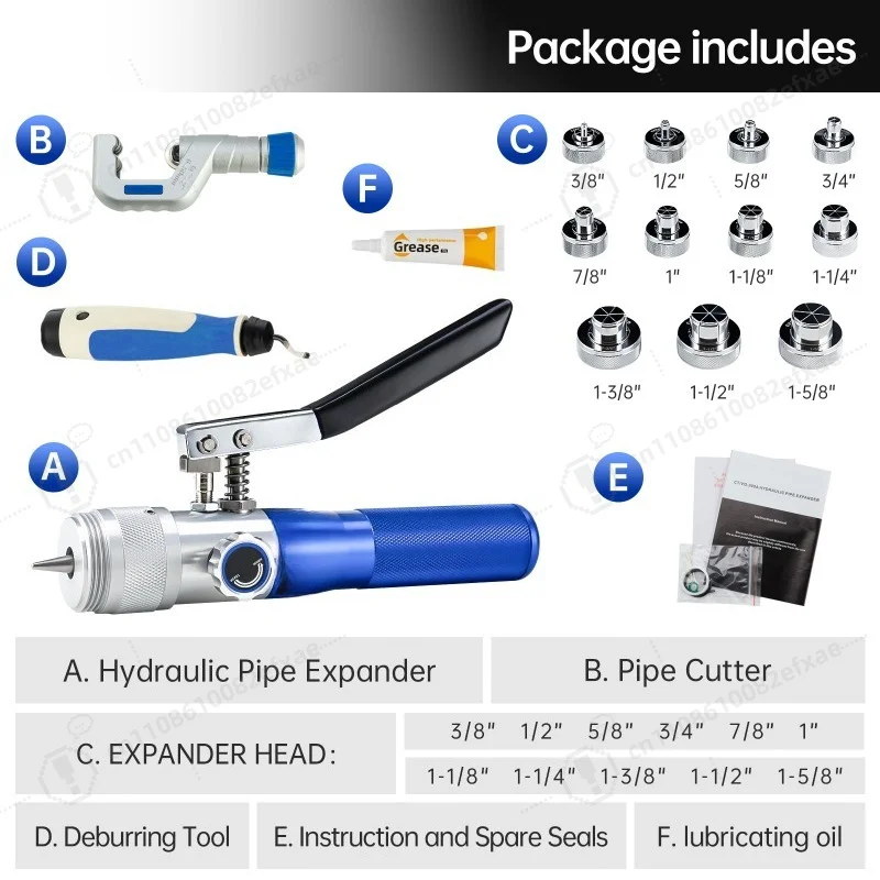 CT-300AL Portable Hydraulic Tube Expander One-hand Flaring Tool for Copper and Aluminum Pipe HVAC Refrigeration