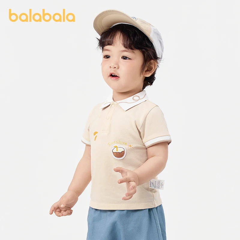 Balabala Baby T-shirt Boys Baby Top Clothing Children Short Sleeve 2024 Summer New Collection Comfortable and Skin-friendly