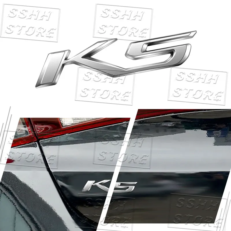 ثلاثية الأبعاد كروم معدن K5 شعار شعار سيارة الخلفي الجذع لوحة ملصق ل K5 ريو سبورتاج ستينغر الروح Ceed اكسسوارات #2
