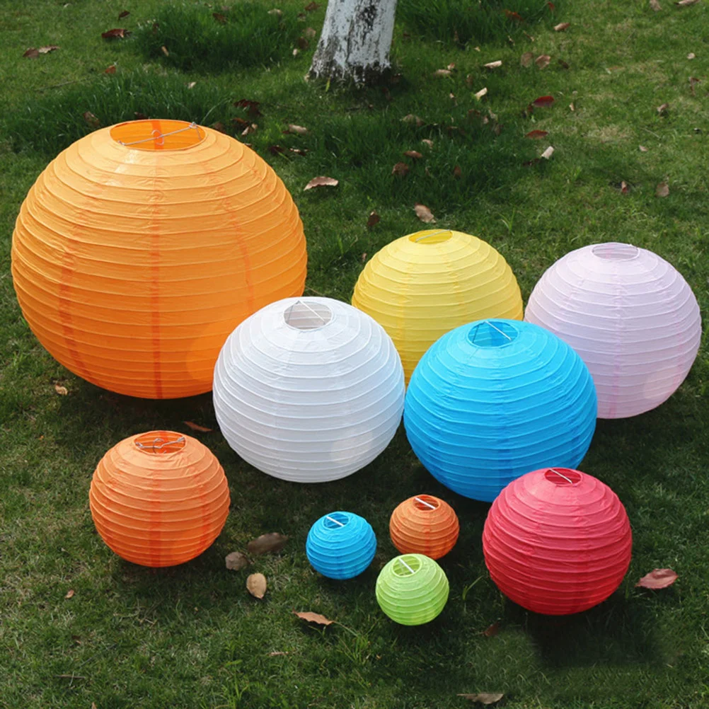 12 Pcs for Bulb Hanging Lanterns Decorative Festival Colored Chinese