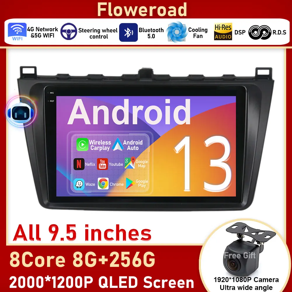 2K Carplay For Mazda 6 Ⅱ GH 2007 - 2012 Car Radio Multimedia Video Player Navigation stereo GPS Android Auto No 2din 2 din