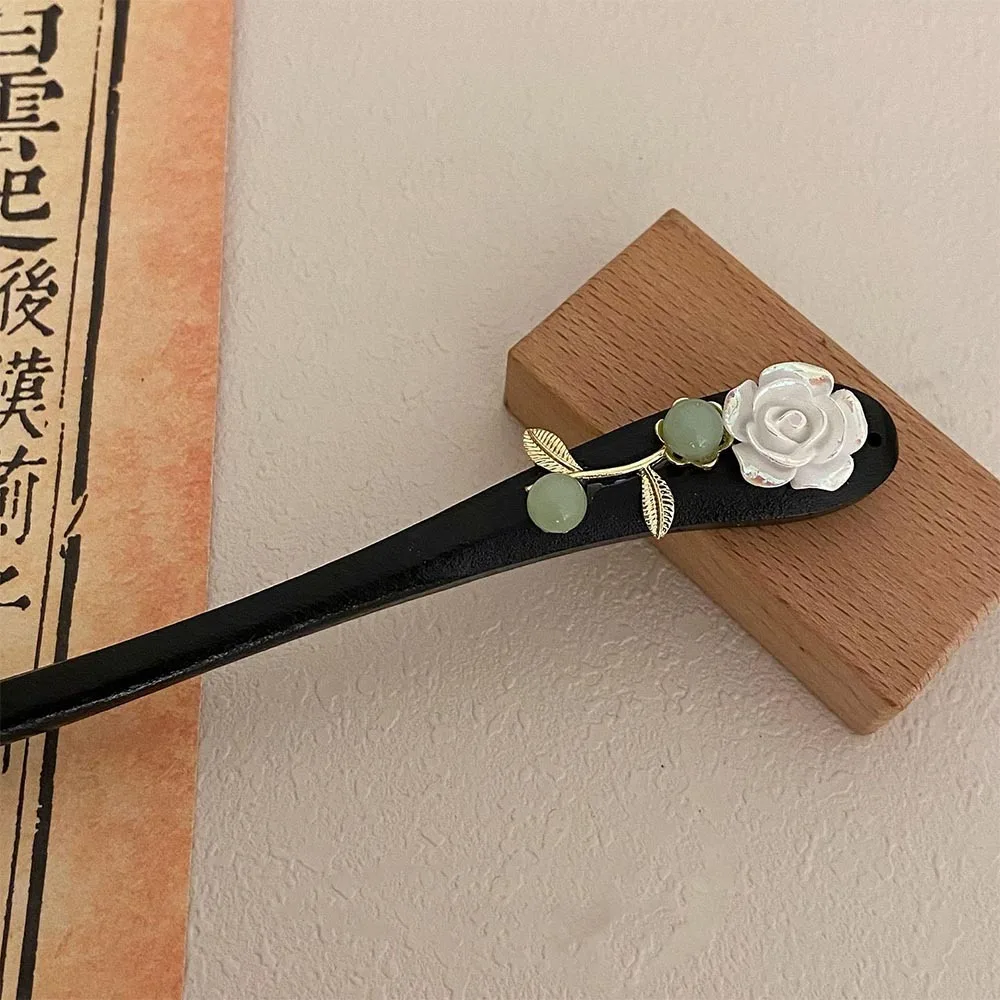 Temperament Cloud Tassel Imitation Jade Simplicity Wooden Women's Accessories Vintage Hair Stick Hair Fork New Chinese Hairpin