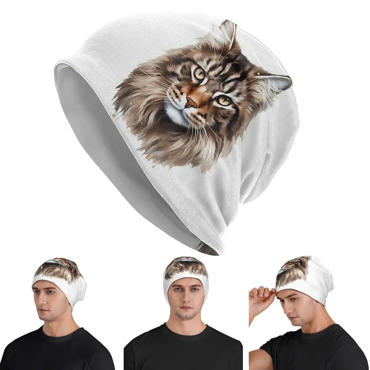 

Maine Coon Cat Skullies Beanies Hats Warm Autumn Winter Outdoor Cap Knitted Bonnet Caps for Unisex Adult