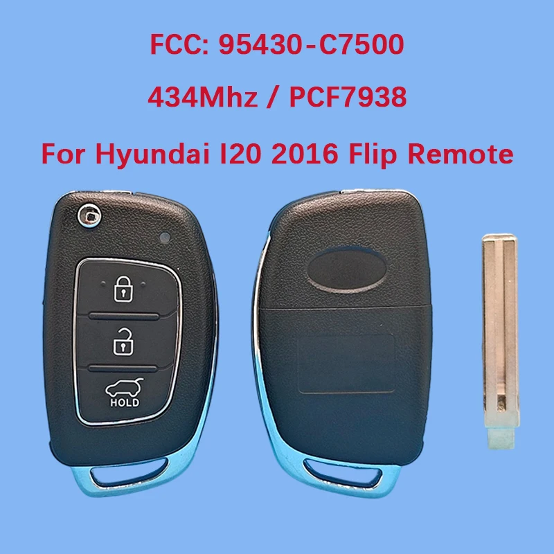

CN020074 Aftermarket 3-кнопочный смарт-ключ с дистанционным управлением 47 чипов 433 МГц FCC ID 95430-C7500 Keyless Go для Hyundai i20 2015-2021